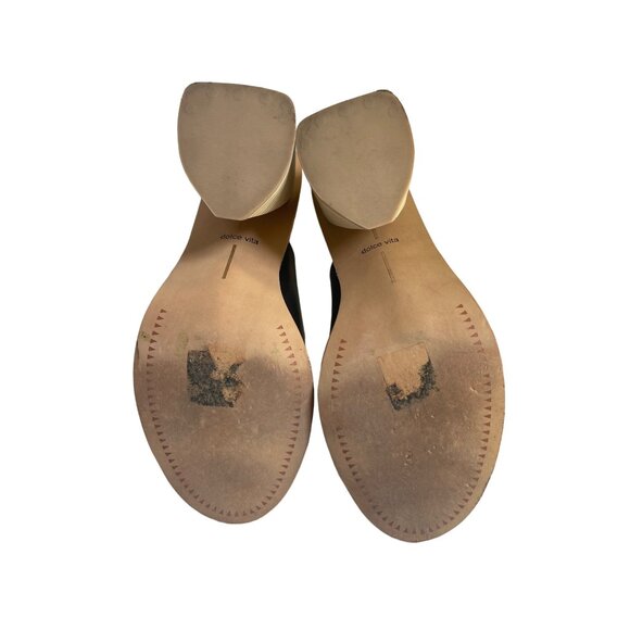 Dolce Vita Polk-a-Dot Amber Leather Open Toe Slip Mules Black White Size 8.5 - Picture 9 of 11